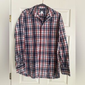 Wrangler Men's Red and Blue Plaid Button Down Shirt